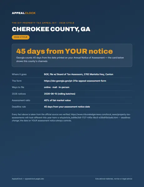 Cherokee County appeal kit — cover