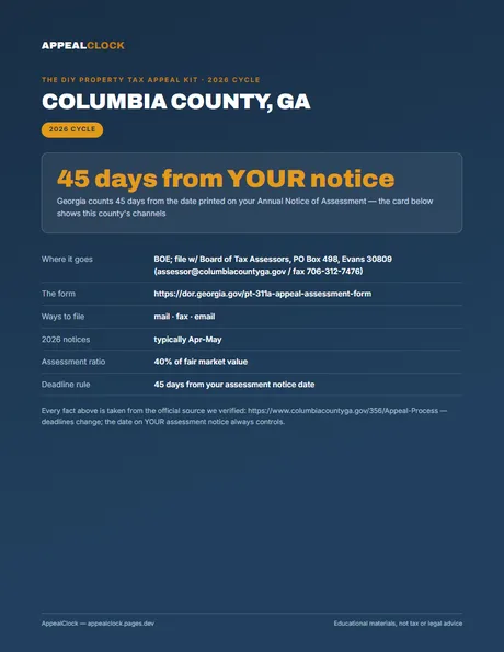 Columbia County appeal kit — cover