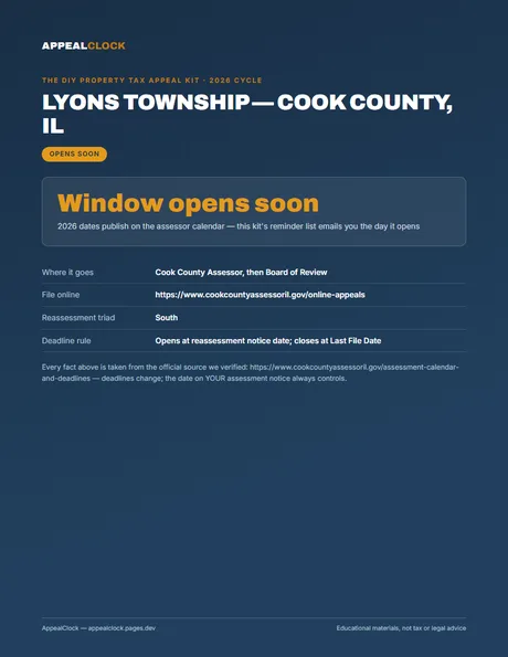 Lyons Township appeal kit — cover