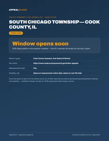 South Chicago Township appeal kit — cover