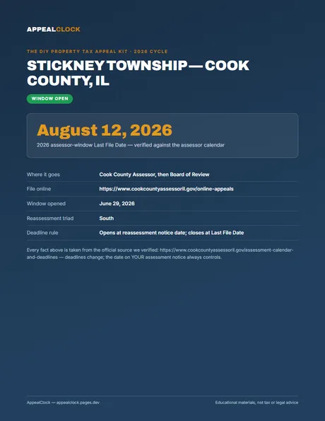 Stickney Township appeal kit — cover