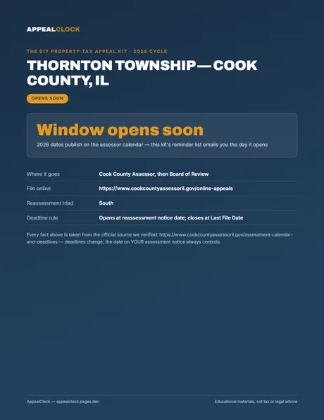 Thornton Township appeal kit — cover