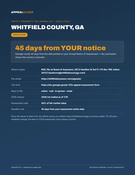Whitfield County appeal kit — cover
